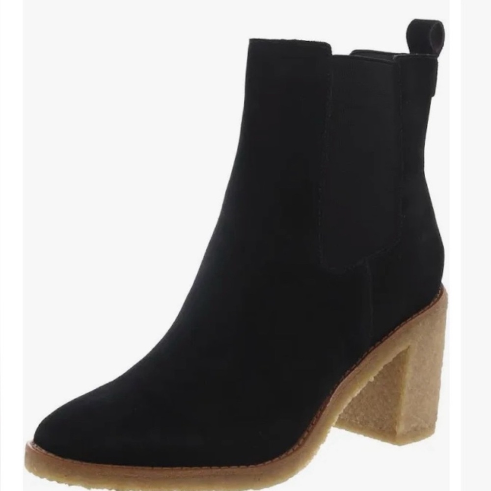 Ralph Lauren Marianna WP Suede Black Platform Heel Boots Size 6.5B Waterproof 🔥